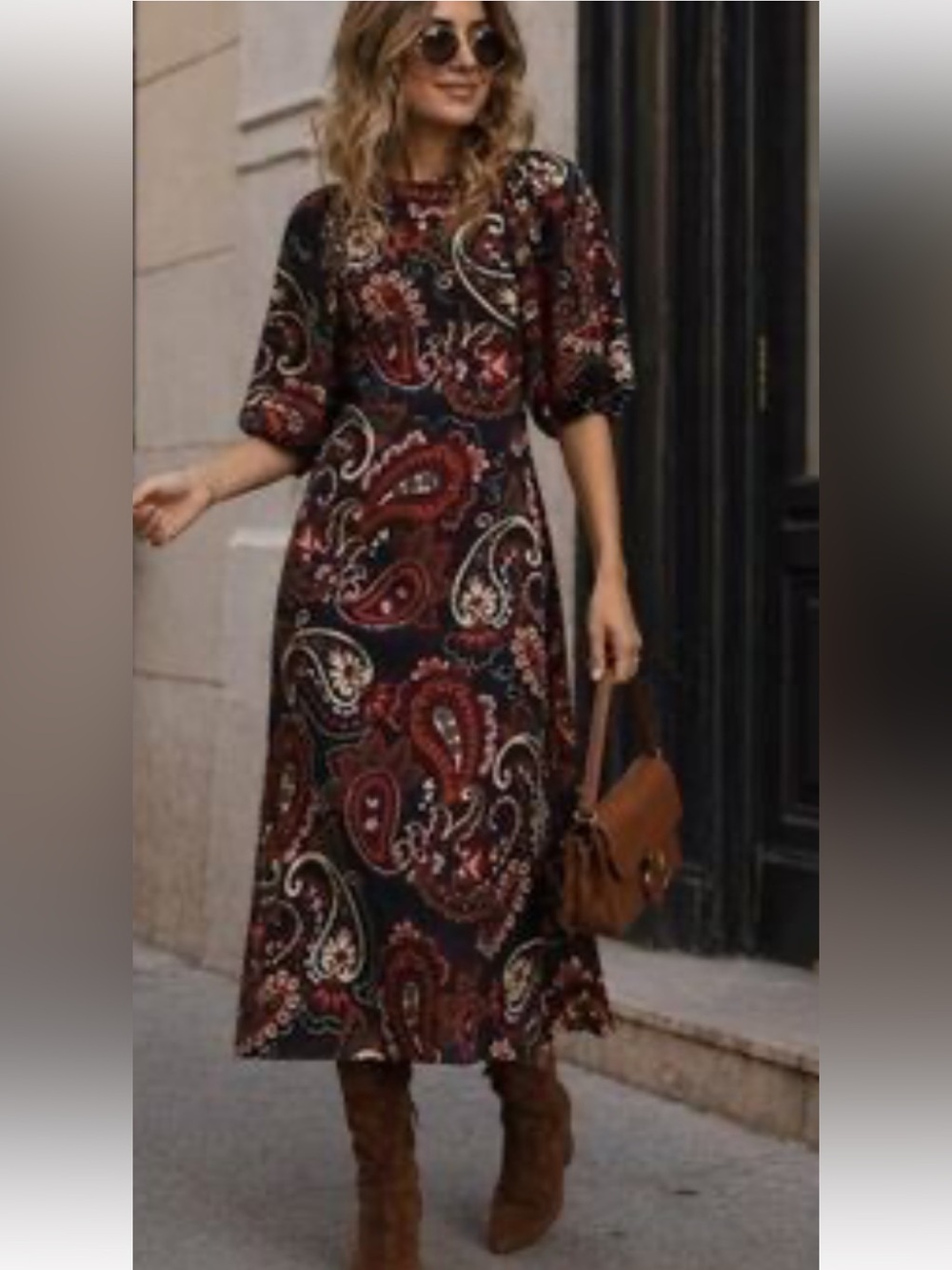 Kachel Paisley Print Multicolor Maxi Dress - Women's Long Sleeve Midi